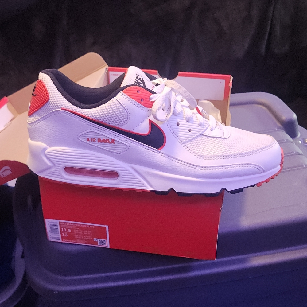 Nike Air Max White and Red Athletic Shoes